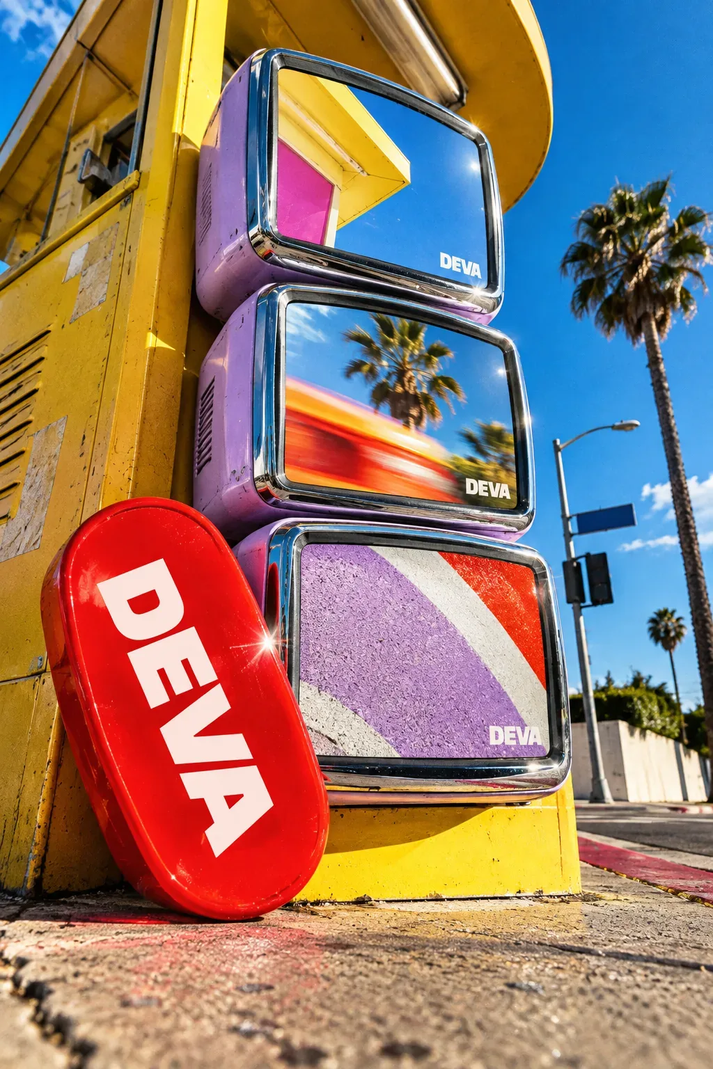 A consistent brand mark across three short-form video screens